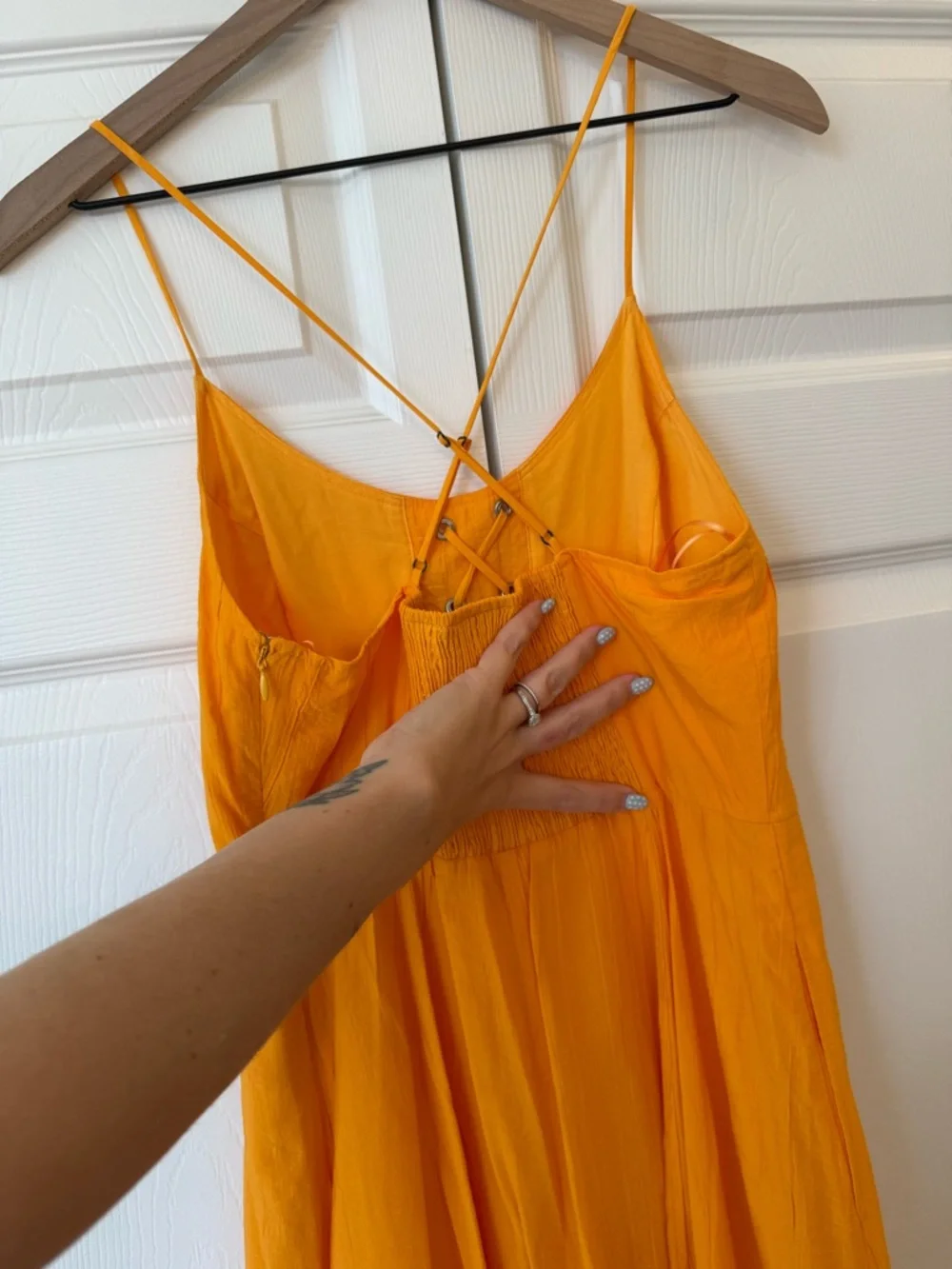 Anthropologie Maeve Orange Lace-Up Midi Dress NWT S - Picture 11 of 12